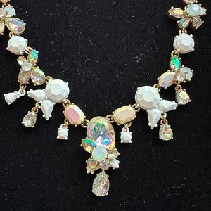 NWT J Crew Statement Necklace -White, Clear and Iridescent